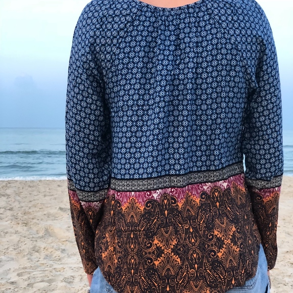 NWT Lovestitch Boho Feather Tassel Top - Picture 2 of 6